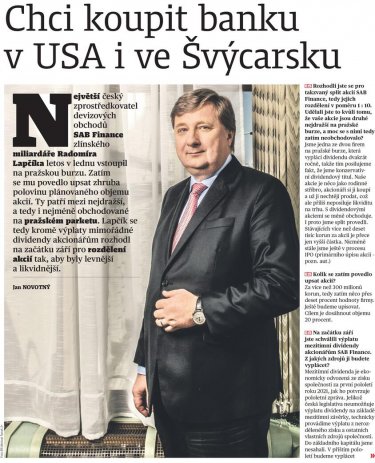 Rozhovor s&nbsp;Radomíre Lapčíkem v&nbsp;E15